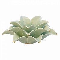 подсвечник керамический в виде лотоса с золотыми лепестками flower lotus pale green medium, 12 см в Новокузнецке