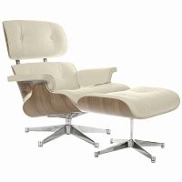 кресло eames style lounge chair & ottoman кремовое в Новокузнецке