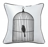 подушка с птичкой в клетке birdie in a cage white в Новокузнецке