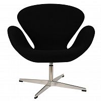 кресло arne jacobsen style swan chair черная шерсть в Новокузнецке