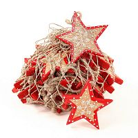 набор елочных украшений звезда деревянная с красным ободком christmas stars, 30 штук в Новокузнецке