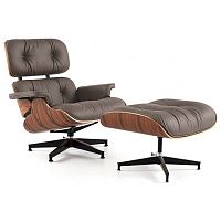 кресло eames style lounge chair кожа коричневое в Новокузнецке