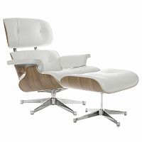 кресло eames style lounge chair & ottoman белое в Новокузнецке