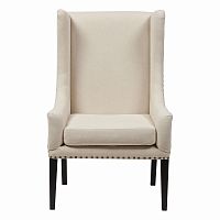 кресло мягкое с ушами белое nailhead fabric armchair в Новокузнецке