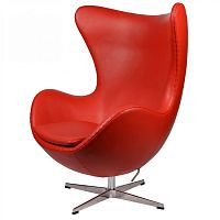 кресло arne jacobsen style egg chair кожа красное в Новокузнецке