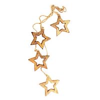 гирлянда новогодняя подвесная звезды деревянные с отверстием wooden stars, 65 см в Новокузнецке