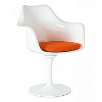 кресло tulip armchair бело-оранжевое шерсть в Новокузнецке