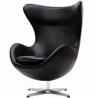 кресло с подлокотниками arne jacobsen style egg chair черное в Новокузнецке