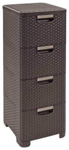 комод c 4 отделениями rattan style тёмно-коричневый в Новокузнецке