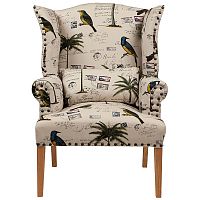 кресло мягкое с ушами quinn tufted armchair бежевое с рисунком в Новокузнецке